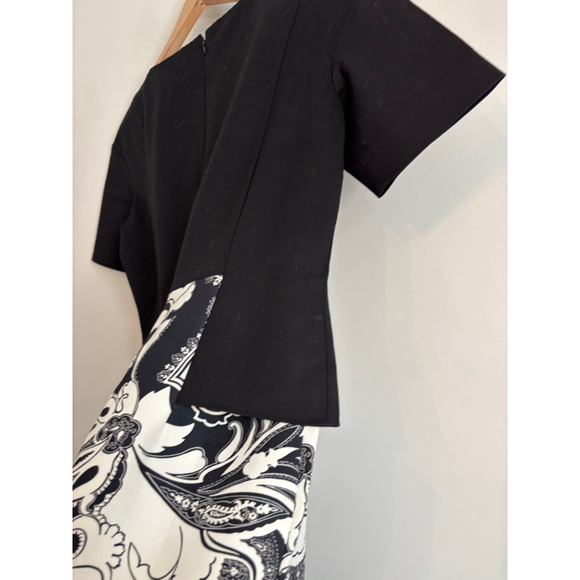 Etro Women's Euro 42 US 6 Black White Paisley Sheath Knee Length Dress Career - Picture 5 of 11
